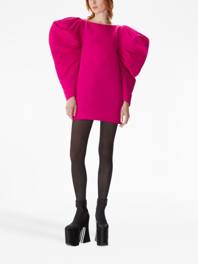 Shop Nina Ricci Gathered-sleeves Taffeta Dress In Pink