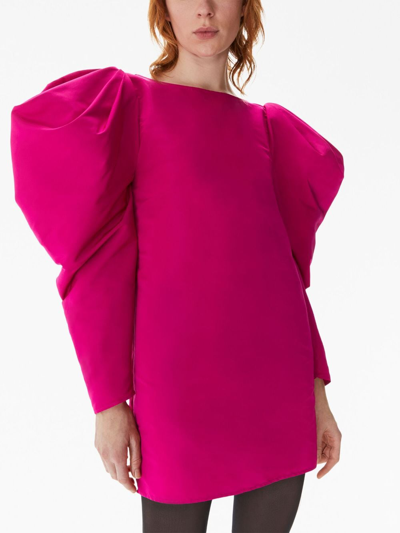Shop Nina Ricci Gathered-sleeves Taffeta Dress In Pink