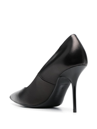 Love Moschino Logo-print Pointed-toe Leather Pumps In Black