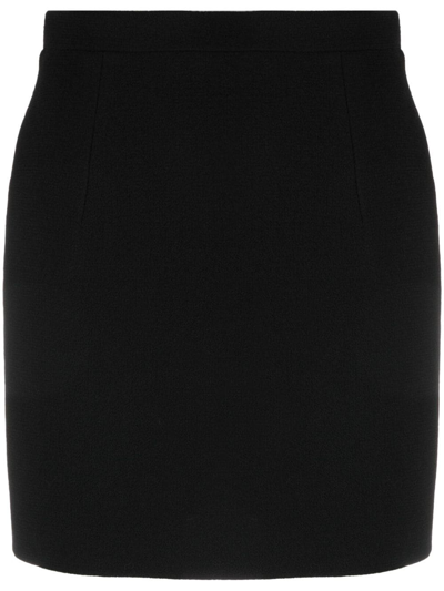 Shop Alessandra Rich Virgin Wool Miniskirt In Black