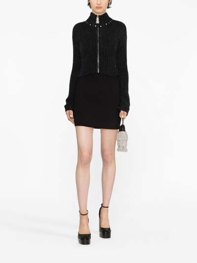 Shop Alessandra Rich Virgin Wool Miniskirt In Black