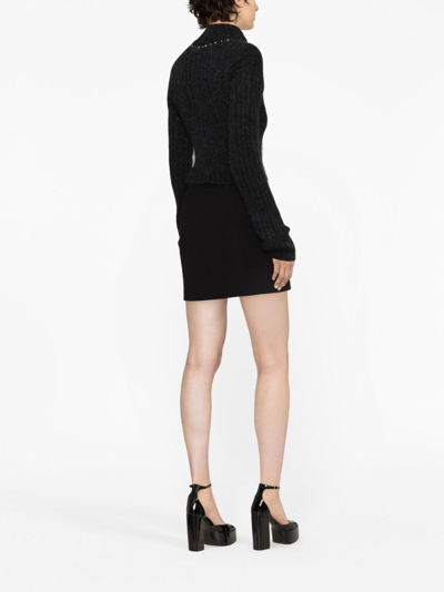 Shop Alessandra Rich Virgin Wool Miniskirt In Black