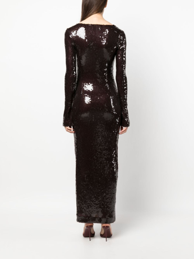 Shop 16arlington Solaria Sequin-embellished Maxi Dress In Brown