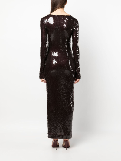 16arlington Solaria Sequin Midi Dress In Brown