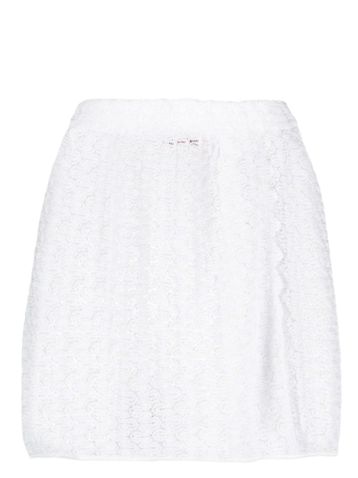 Shop Missoni Knitted Elasticated-waist Short Skirt In White