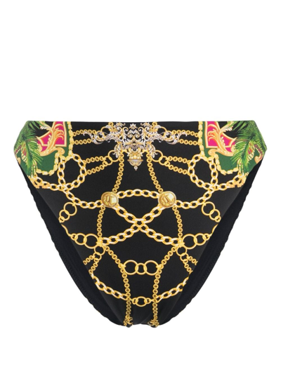 Shop Camilla Jealousy And Jewels Baroque-print Bikini Bottoms In Black