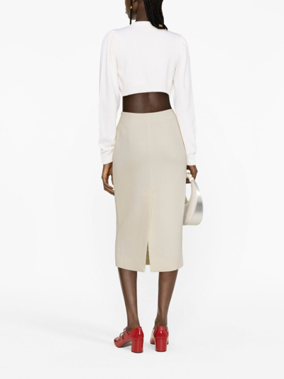 Shop Alessandra Rich Wool Bouclé Midi Pencil Skirt In Neutrals
