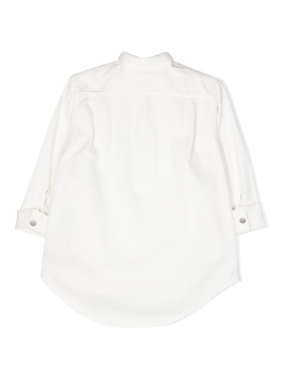 Shop Mm6 Maison Margiela Logo-print Cotton Shirtdress In White