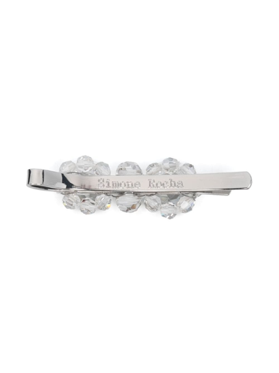 Shop Simone Rocha Faceted-bead Detail Hairclip In Grey