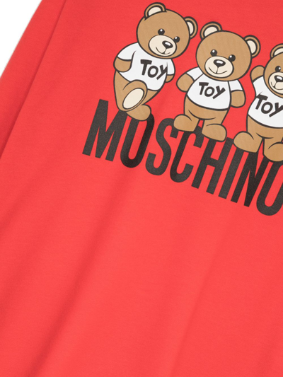 Shop Moschino Logo-print Cotton Sweatshirt Dress In Red