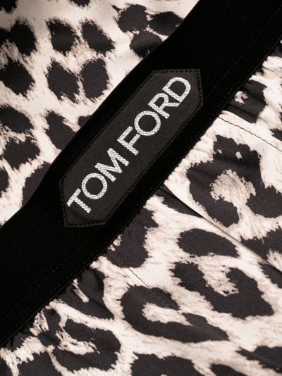 Shop Tom Ford Leopard-print Silk Boxer In Black