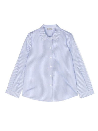 Shop Il Gufo Long-sleeve Pinstriped Poplin Shirt In White