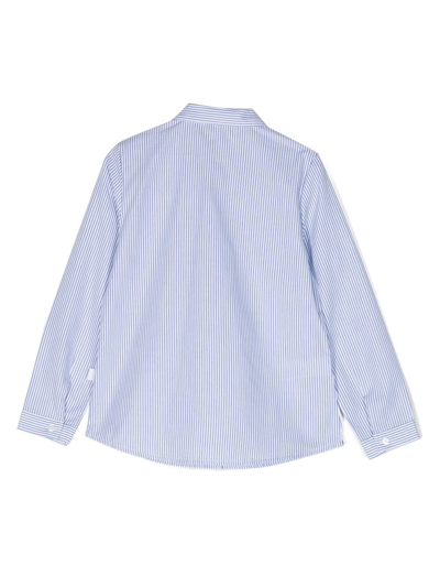 Shop Il Gufo Long-sleeve Pinstriped Poplin Shirt In White
