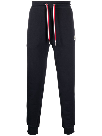 Shop Moncler Logo-patch Track Pants In Blue