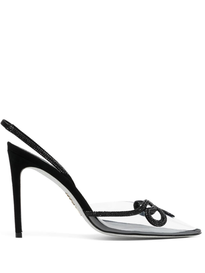 Shop René Caovilla 90mm Rhinestone-embellished Leather Sandals In Black