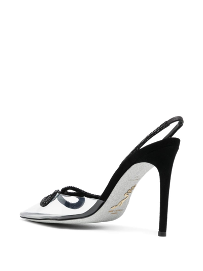 René Caovilla Black Satin-viniljet Strass In Black
