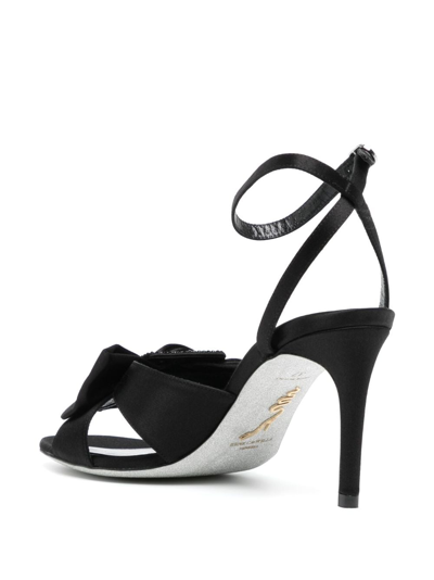 Shop René Caovilla 70mm Crystal-embellished Leather Sandals In Black