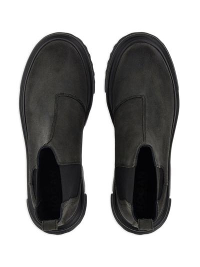 Shop Hogan Chelsea Round-toe Suede Boots In Black