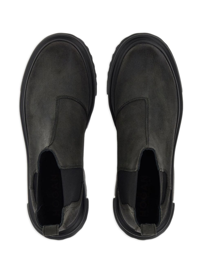 Hogan Man Ankle Boots Grey Size 8.5 Leather In Black