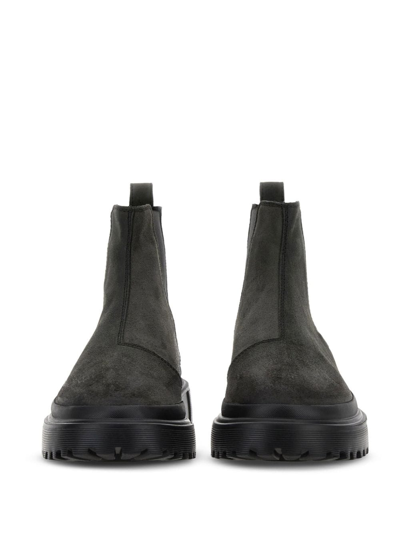 Hogan Man Ankle Boots Grey Size 8.5 Leather In Black