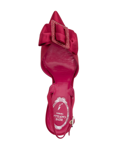 Shop René Caovilla 70mm Crystal-embellished Leather Sandals In Red