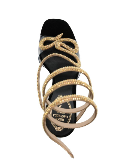 Shop René Caovilla Cleo 90mm Rhinestone-embellished Sandals In Gold