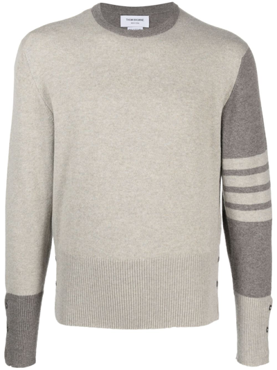 Shop Thom Browne 4-bar Stripe Cashmere Jumper In Neutrals