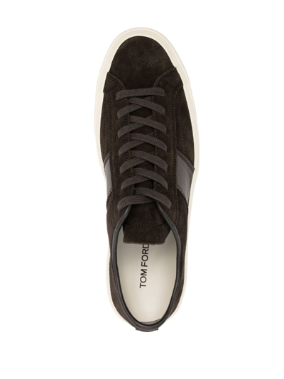 Shop Tom Ford Panelled Low-top Sneakers In Brown