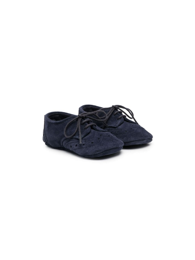 Shop Il Gufo Lace-up Suede Pre-walkers In Blue