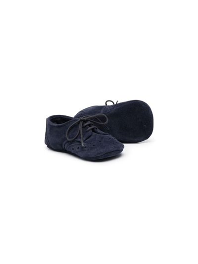 Shop Il Gufo Lace-up Suede Pre-walkers In Blue