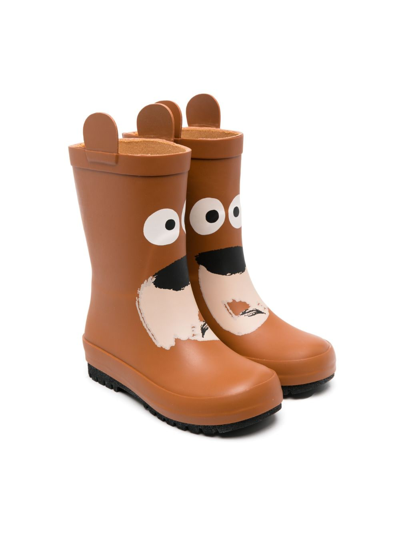 Shop Stella Mccartney Bear-motif Rain Boots In Brown