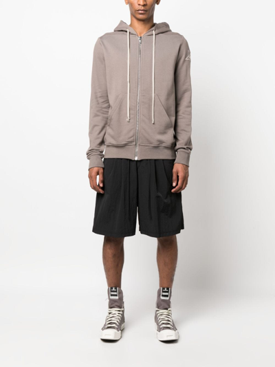 Rick Owens X Champion Logo-embroidered Zip-up Hoodie In Brown