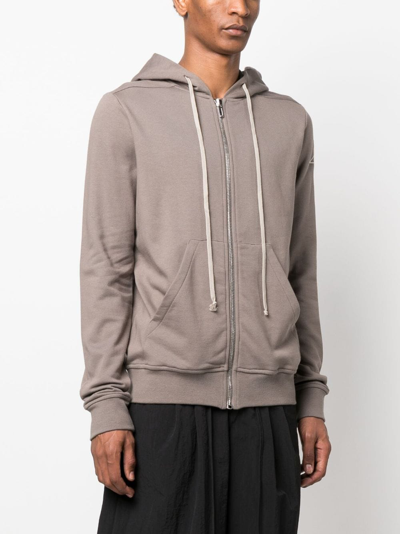 Rick Owens X Champion Logo-embroidered Zip-up Hoodie In Brown