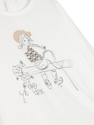 Il Gufo Graphic-print Long-sleeve Top In White