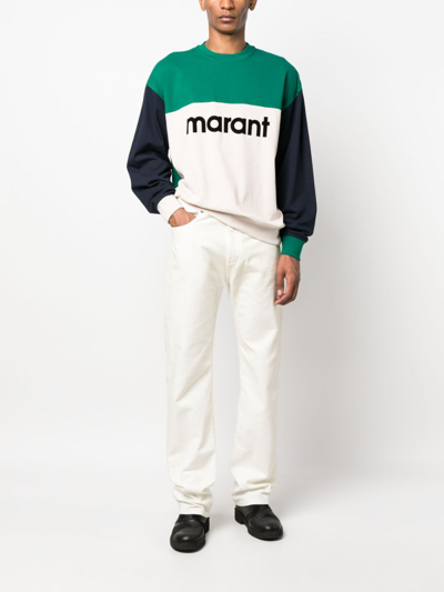 Shop Marant Aftone Colour-block Sweatshirt In Green