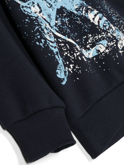 Shop Il Gufo Graphic-print Cotton Hoodie In Blue