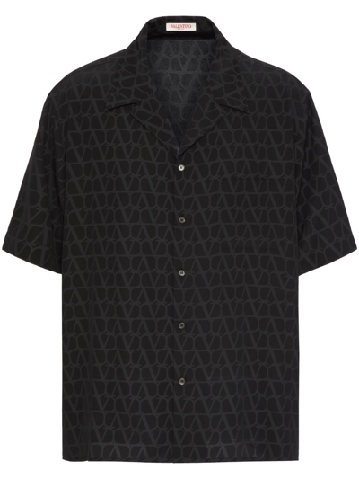 Shop Valentino Toile Iconographe Silk Bowling Shirt In Black