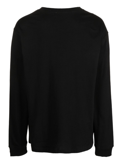 Shop Soulland Dima Long-sleeve Organic Cotton T-shirt In Black