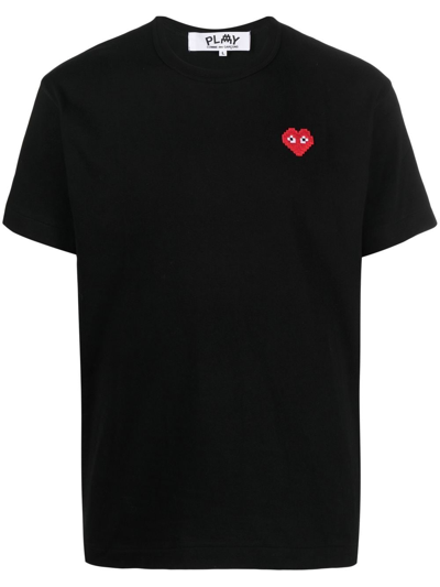 Shop Comme Des Garçons Play Heart-print Short-sleeved T-shirt In Black