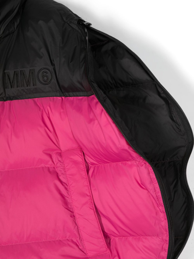 Shop Mm6 Maison Margiela Embroidered-logo Padded Gilet In Pink