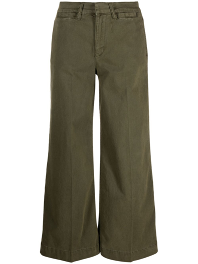 Shop Frame Le Tomboy Wide-leg Trousers In Green