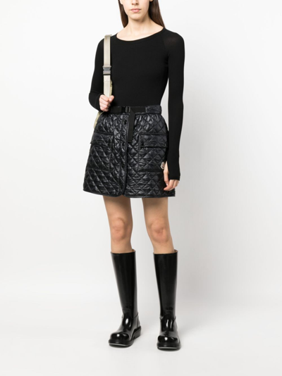 Shop Moncler Quilted A-line Skirt In Black