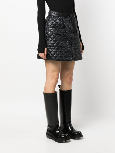 Shop Moncler Quilted A-line Skirt In Black