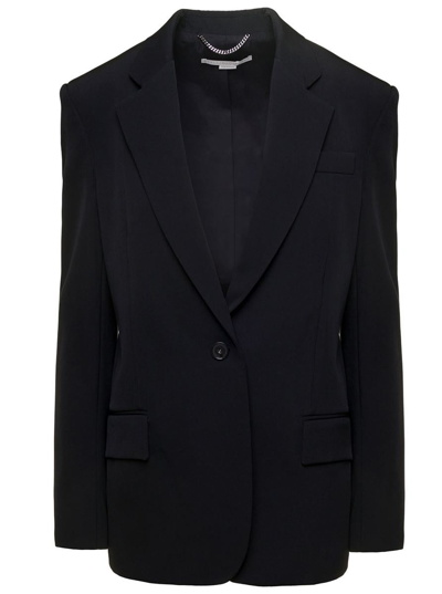 Shop Stella Mccartney Black Single-breasted Slim Jacket With Notched Revers In Stretch Wool Woman