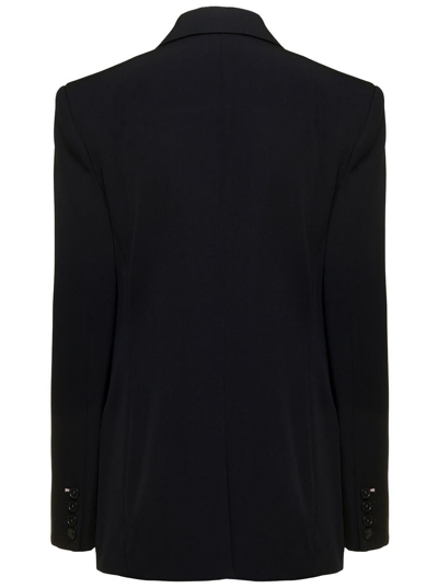 Shop Stella Mccartney Black Single-breasted Slim Jacket With Notched Revers In Stretch Wool Woman