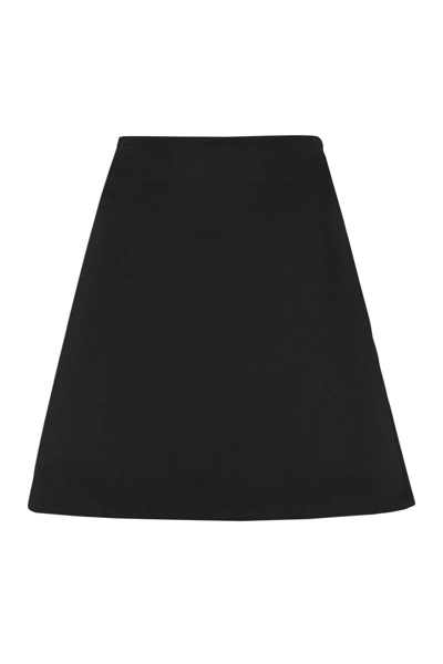 Shop Bottega Veneta Wool Mini Skirt In Black