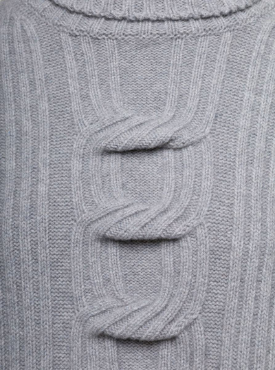 Shop Stella Mccartney Grey Cable Knit Sleeveless Sweater In Cashmere And Wool Woman