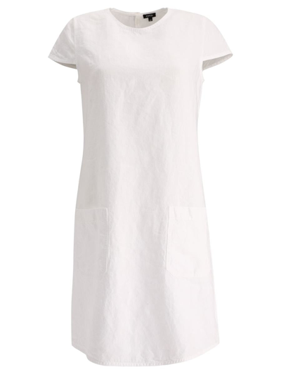 Shop Aspesi Linen Dress With Pockets In White