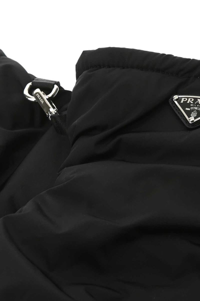 Prada Men's Nylon Gloves With Drawstring %26 Triangle Logo In Black