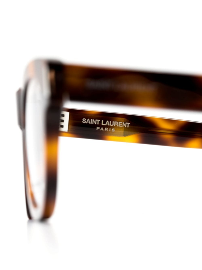 Shop Saint Laurent Tortoiseshell-effect Round-frame Glasses In Brown